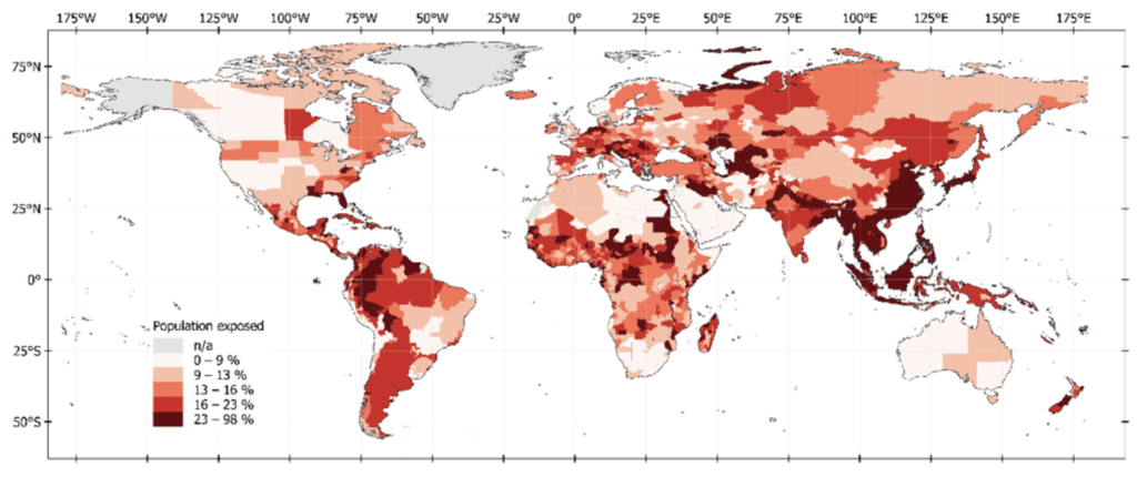 The share of the population that is flood-exposed